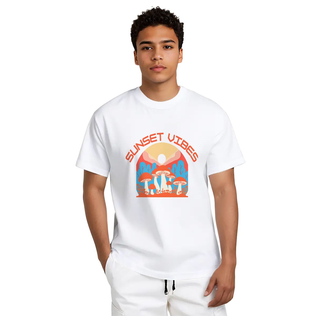 "Sunset Vibes" Mushroom T-Shirt - Rabbit Haven