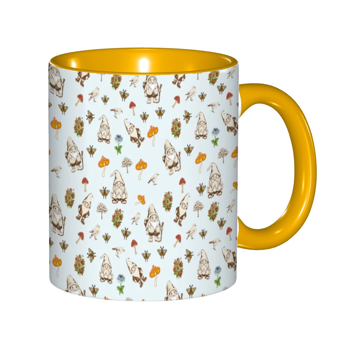 "Forest Folk, Light Blue" 11oz Gnome and Mushroom Mug - Rabbit Haven