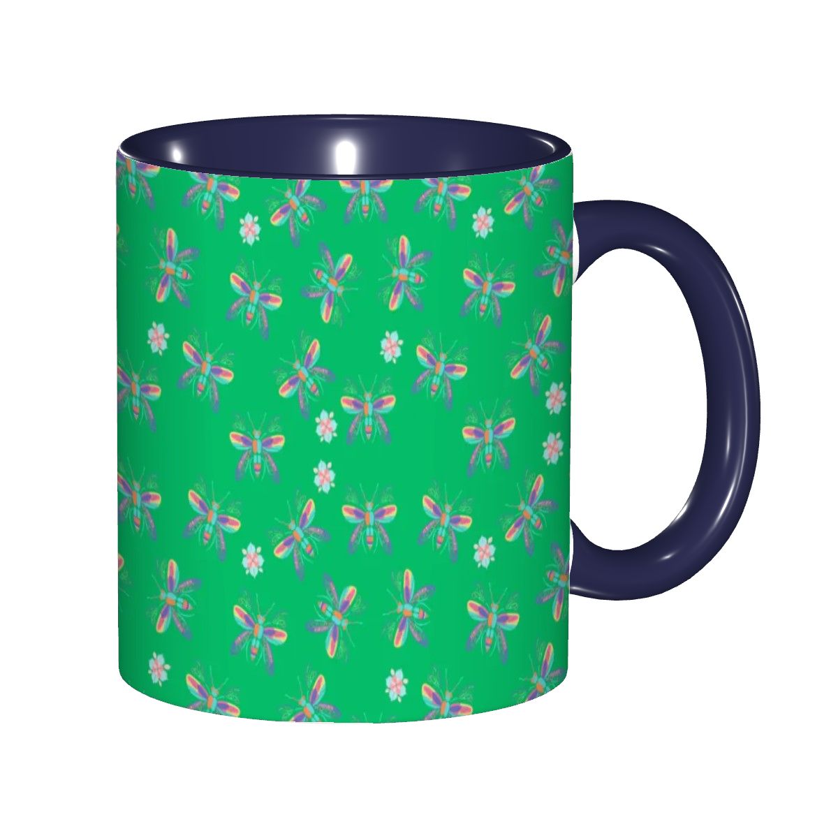 "Iridescent Flight, Green" 11oz Dragonfly Mug - Rabbit Haven