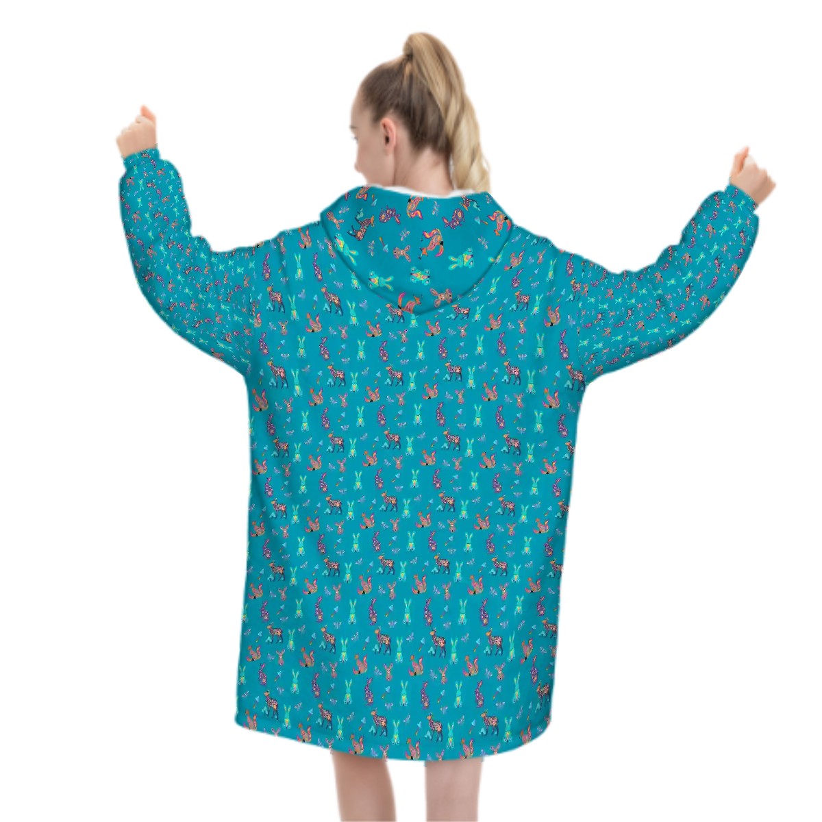 "Woodland Parade" Blanket Hoodie- Woodland Friends Whimsical Loungewear
