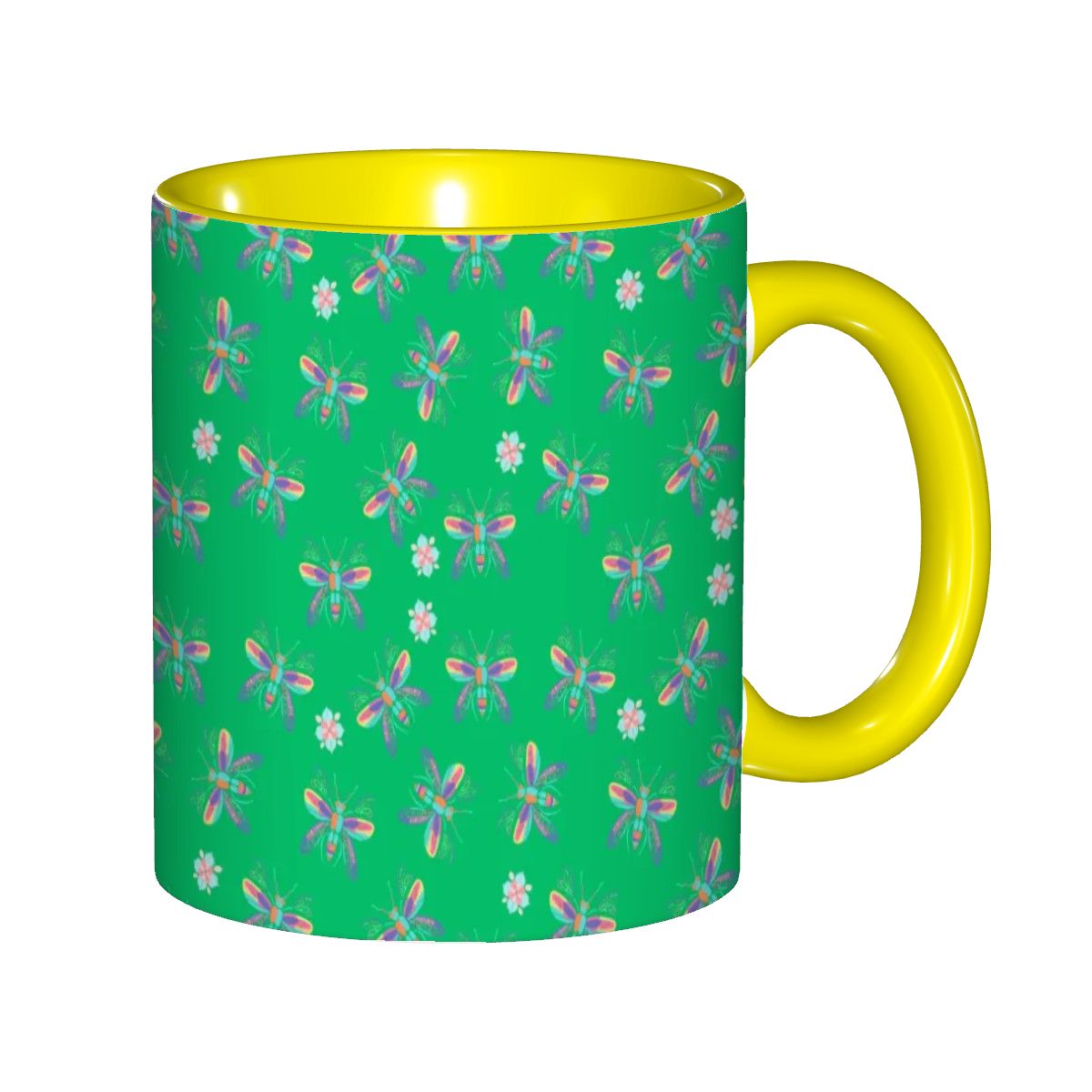 "Iridescent Flight, Green" 11oz Dragonfly Mug - Rabbit Haven