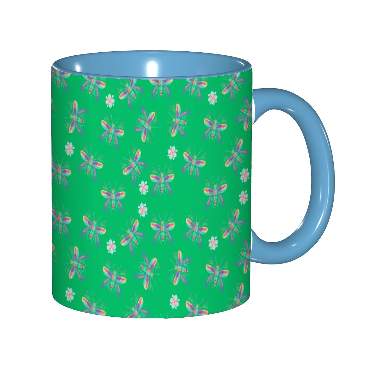 "Iridescent Flight, Green" 11oz Dragonfly Mug - Rabbit Haven