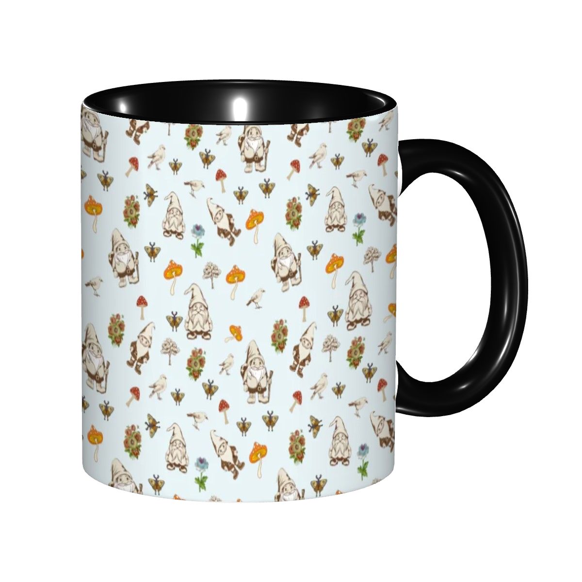 "Forest Folk, Light Blue" 11oz Gnome and Mushroom Mug - Rabbit Haven