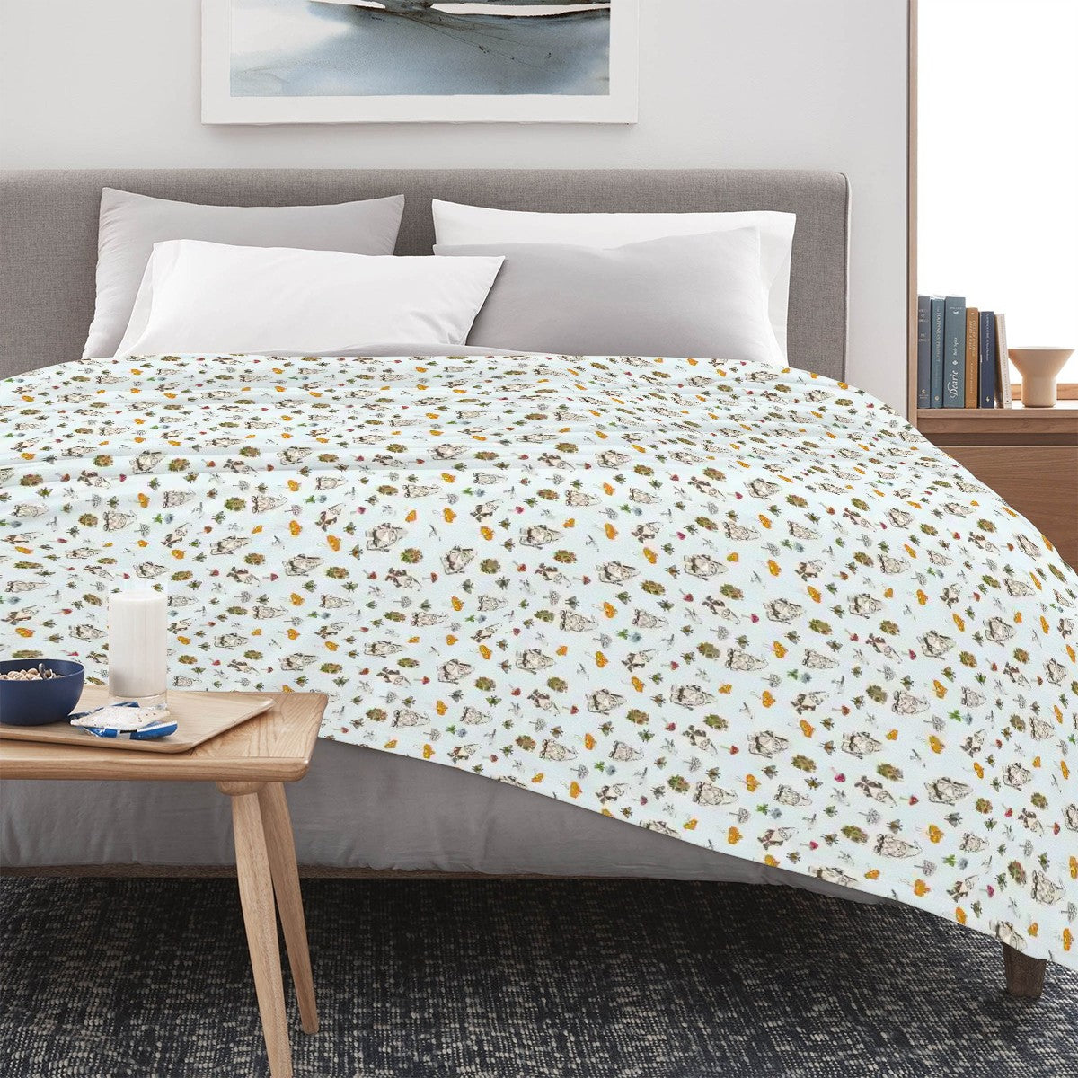 "Forest Folk" Light Blue Blankets - Rabbit Haven