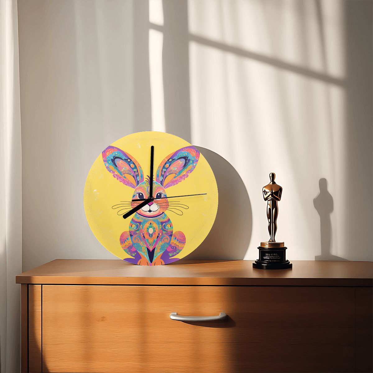 "Mosaic Bunny" Whimsical Bunny Wall Clock