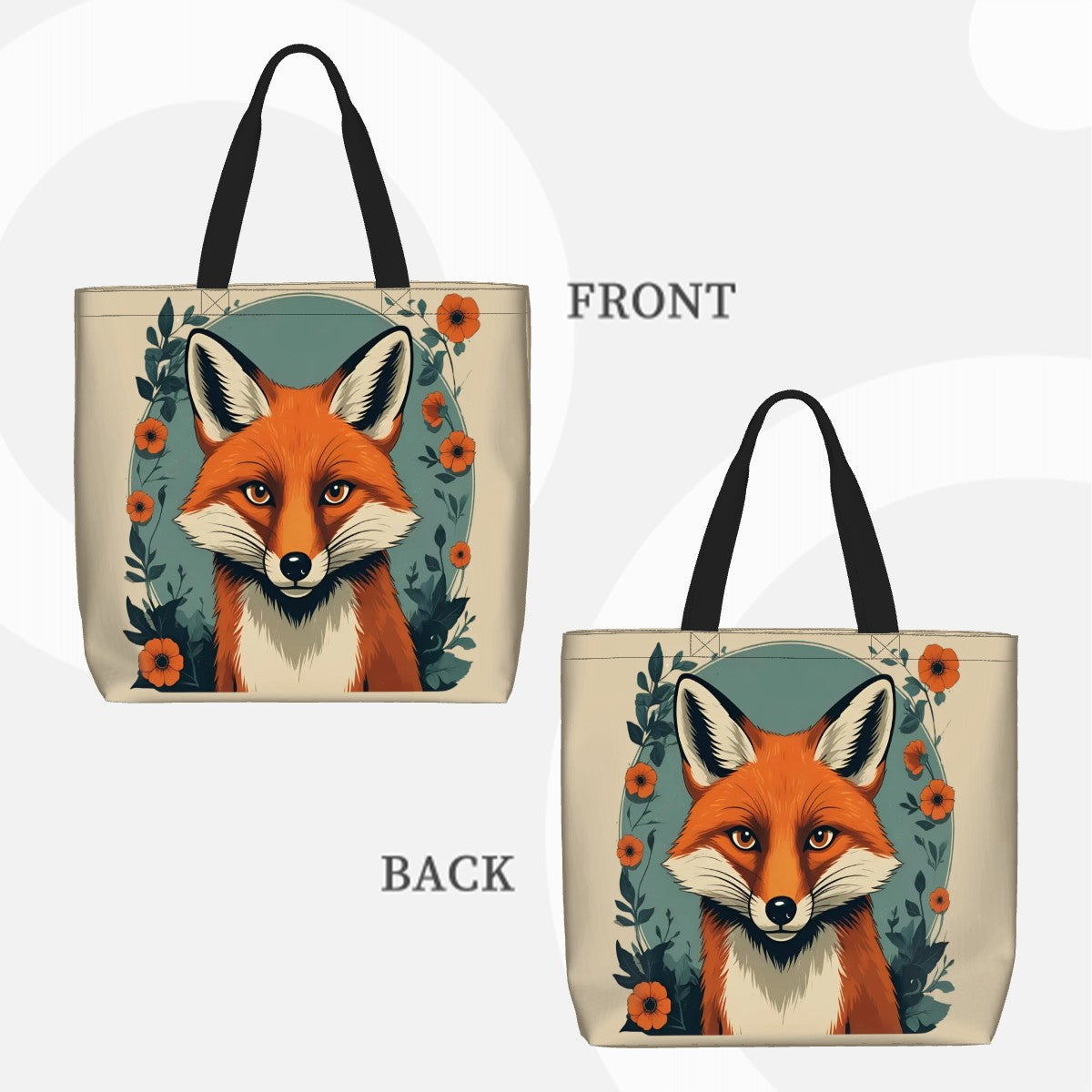 "Flora Fox" Woodland Inspired Large Capacity Shoulder Bag for Nature & Animal Lovers