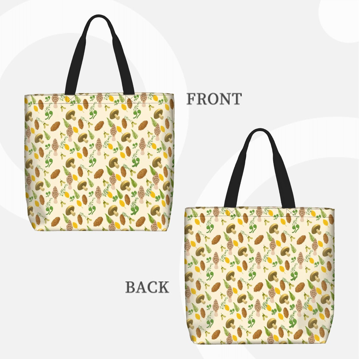"Forest Forager" Shoulder Bag – Mushroom & Pinecone All Over Print Nature Bag