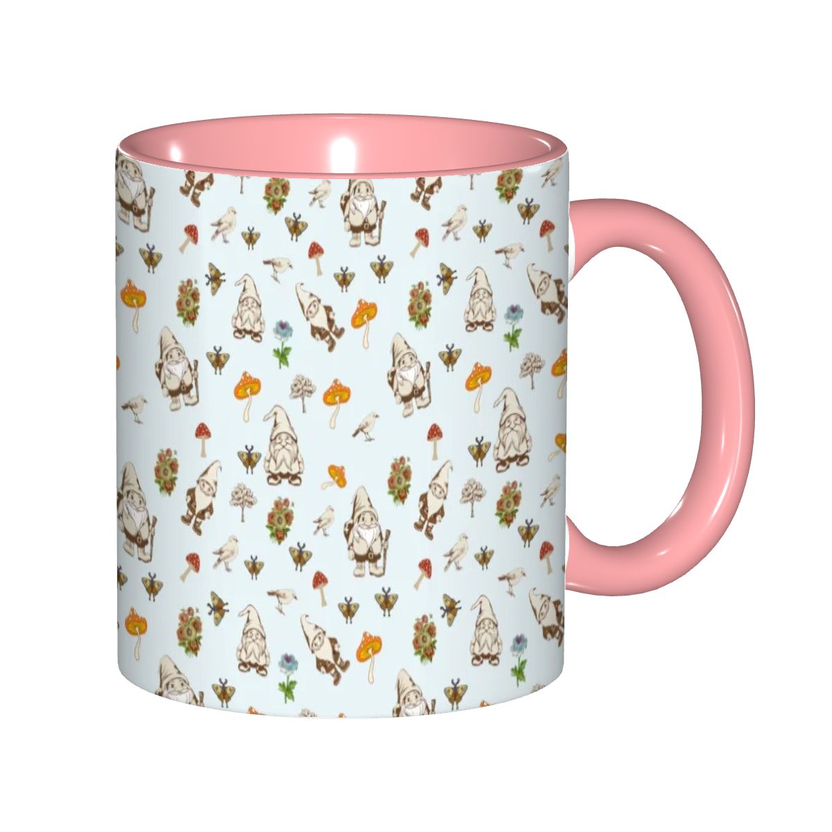 "Forest Folk, Light Blue" 11oz Gnome and Mushroom Mug - Rabbit Haven