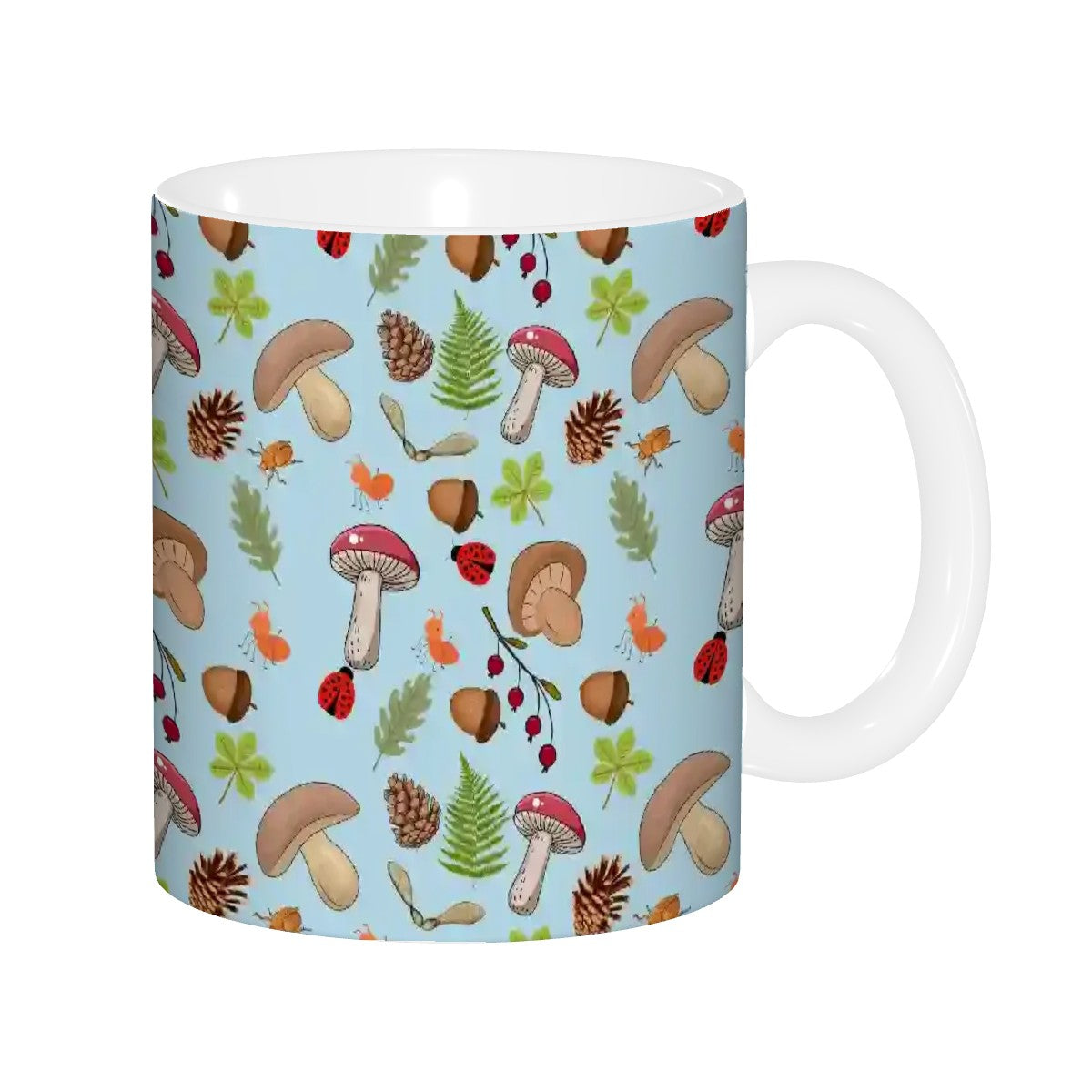 "Forest Floor, Blue" 11oz Mushroom Mug - Rabbit Haven