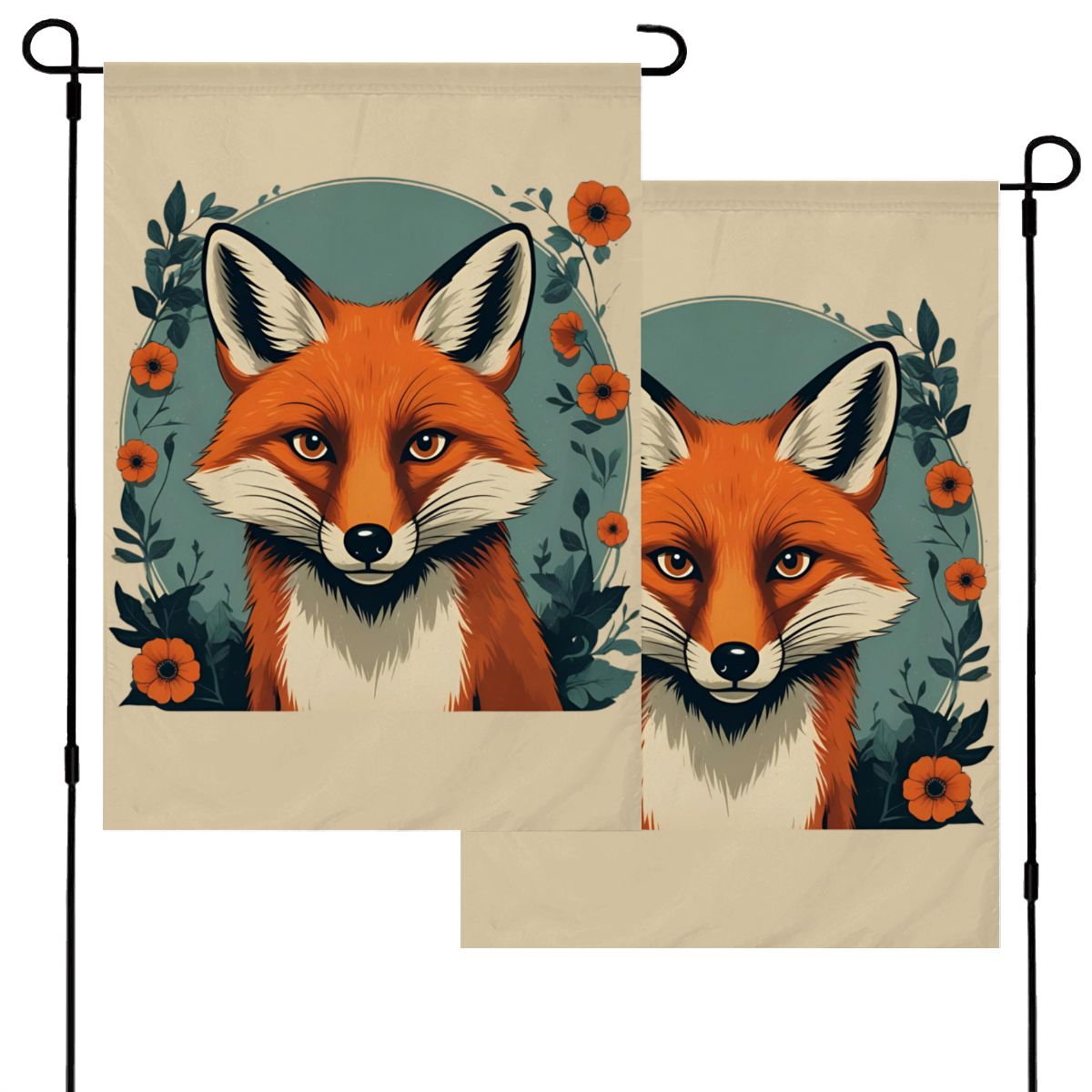 Flora Fox Garden Flag – Cute Fox and Floral Outdoor Decor