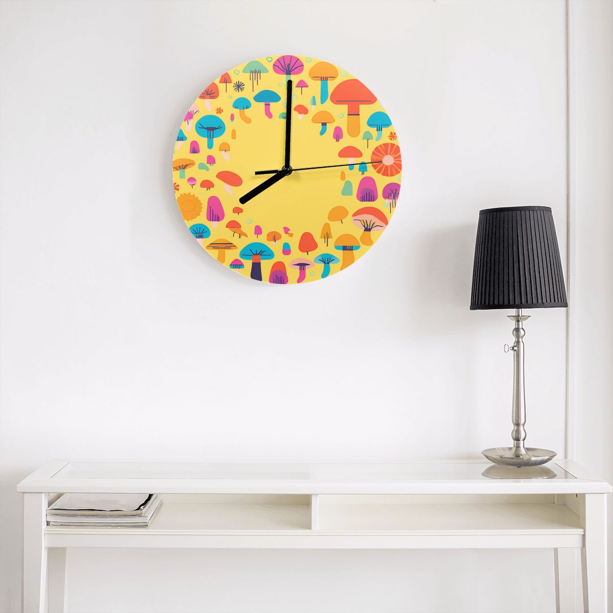 "Enchanted Cap Circle" Mushroom Wall Clock