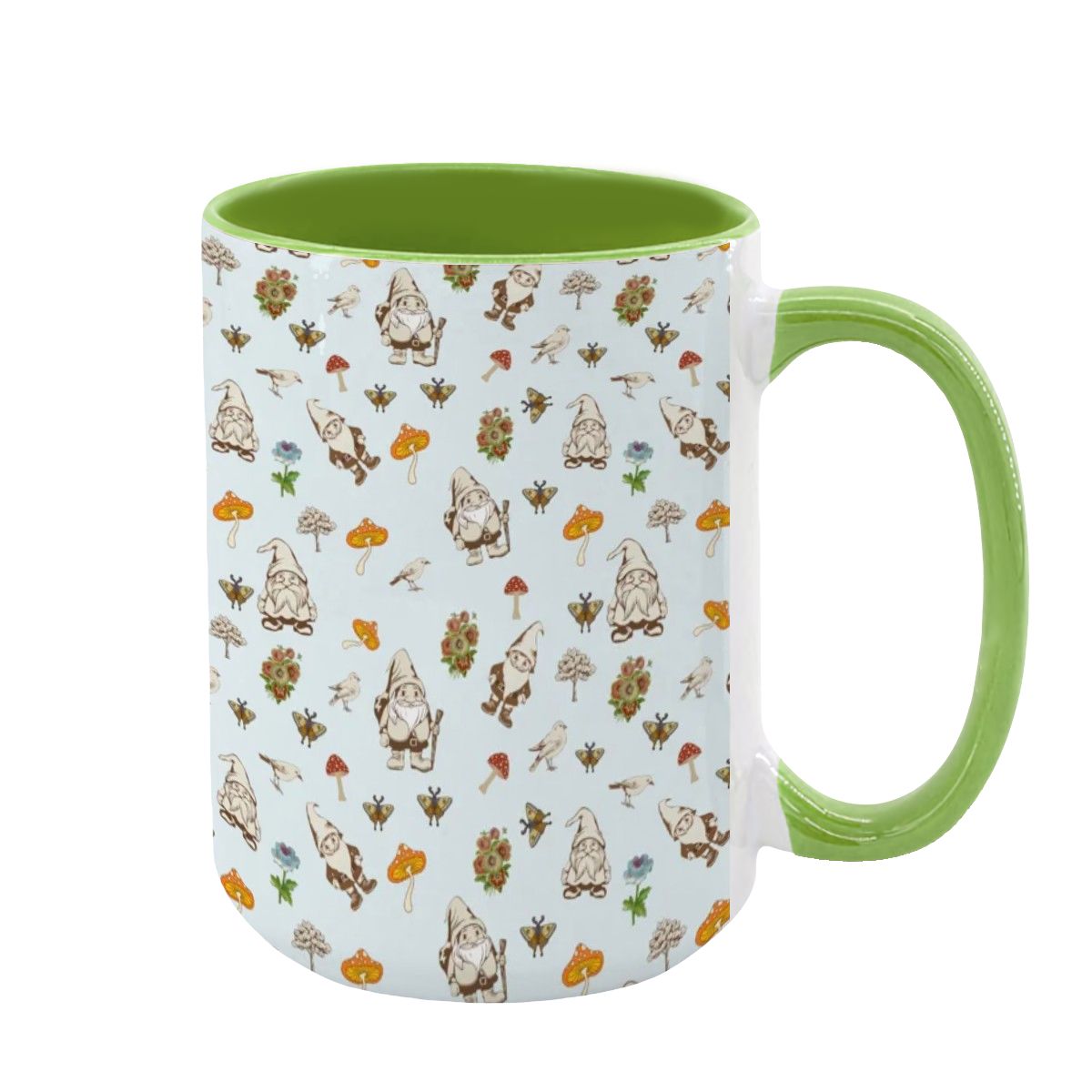 "Forest Folk, Light Blue" 15oz Gnome ang Mushroom Mug - Rabbit Haven