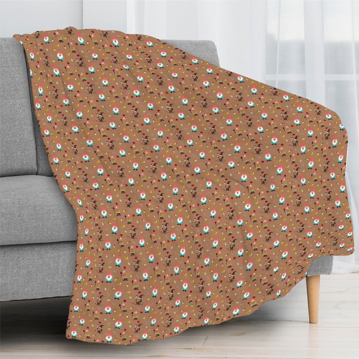 "Gnome Trails" Brown Blankets - Rabbit Haven
