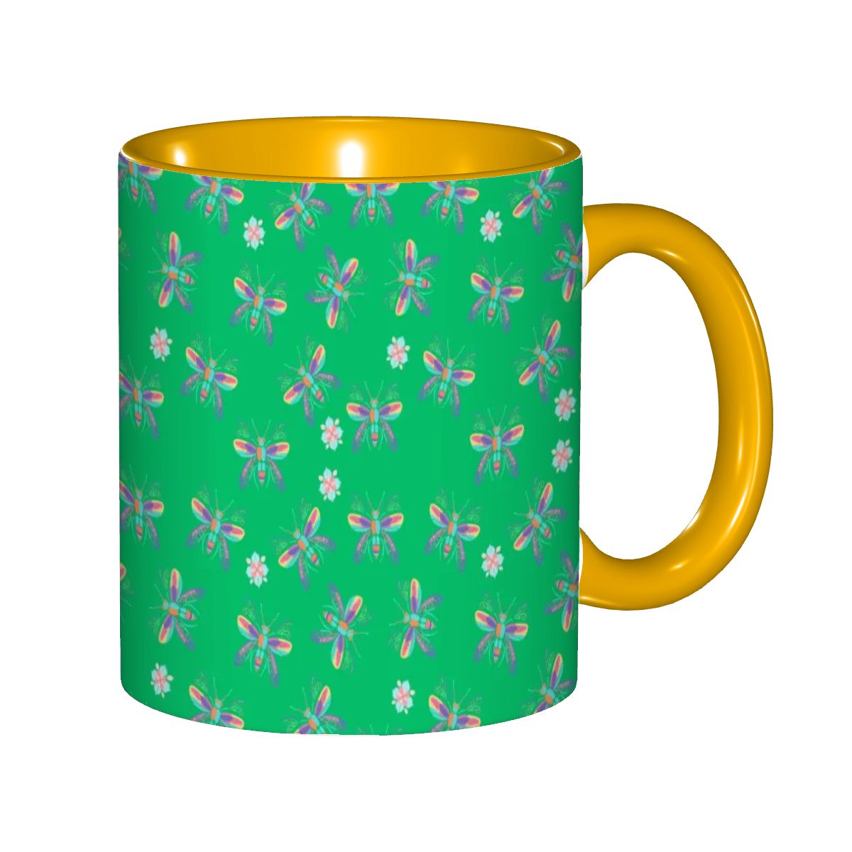 "Iridescent Flight, Green" 11oz Dragonfly Mug - Rabbit Haven