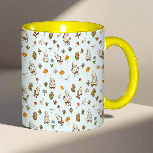 "Forest Folk, Light Blue" 11oz Gnome and Mushroom Mug - Rabbit Haven