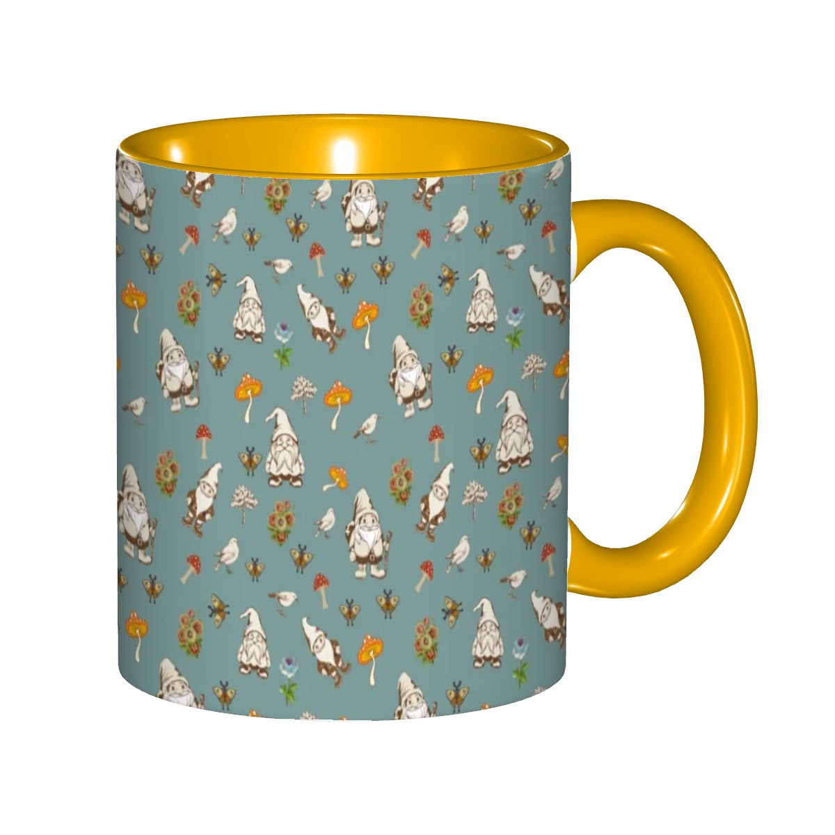 "Forest Folk, Slate Blue" 11oz Mushroom and Gnome Mug - Rabbit Haven