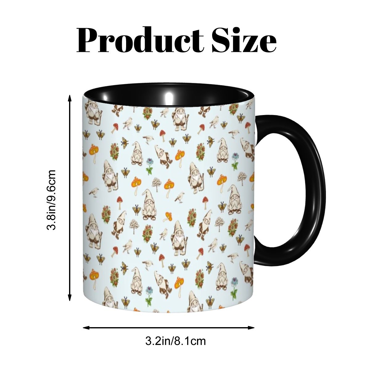 "Forest Folk, Light Blue" 11oz Gnome and Mushroom Mug - Rabbit Haven