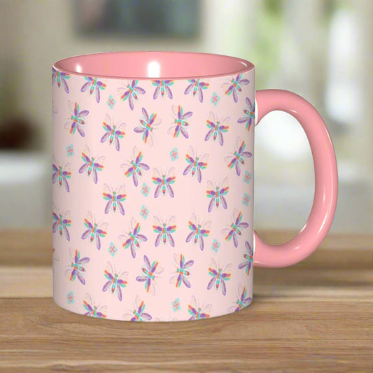 "Iridescent Flight, Pink" 11oz Dragonfly Mug - Rabbit Haven