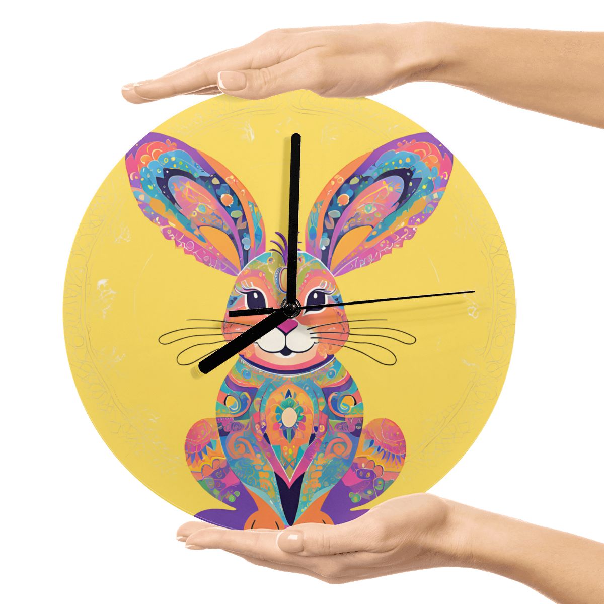 "Mosaic Bunny" Whimsical Bunny Wall Clock