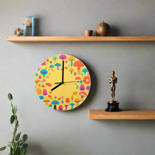 "Enchanted Cap Circle" Mushroom Wall Clock