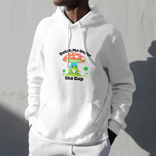 "Catch Me Under the Cap" Mushroom & Frog Adult Hoodie Double-Sided Design - Rabbit Haven