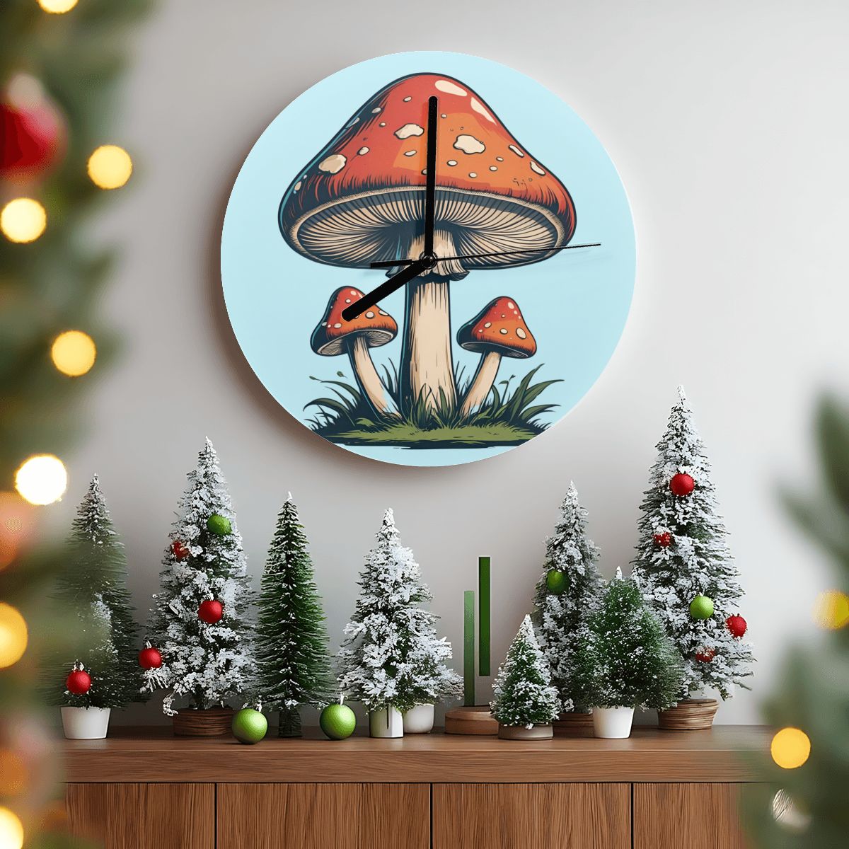 "Toadstool Trio" Woodland Wall Clock