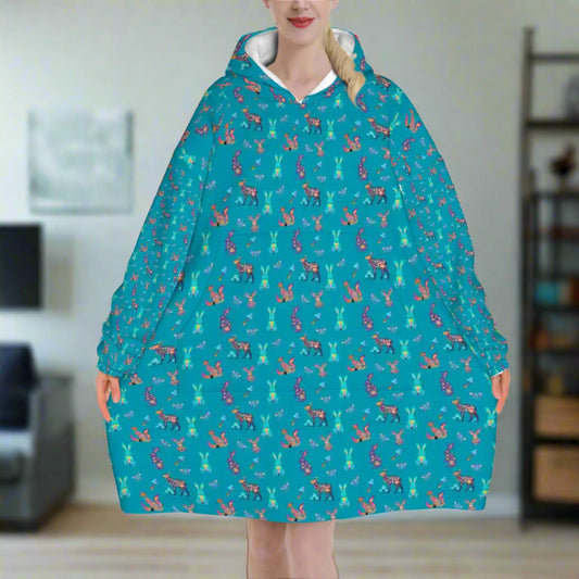 "Woodland Parade" Blanket Hoodie- Woodland Friends Whimsical Loungewear