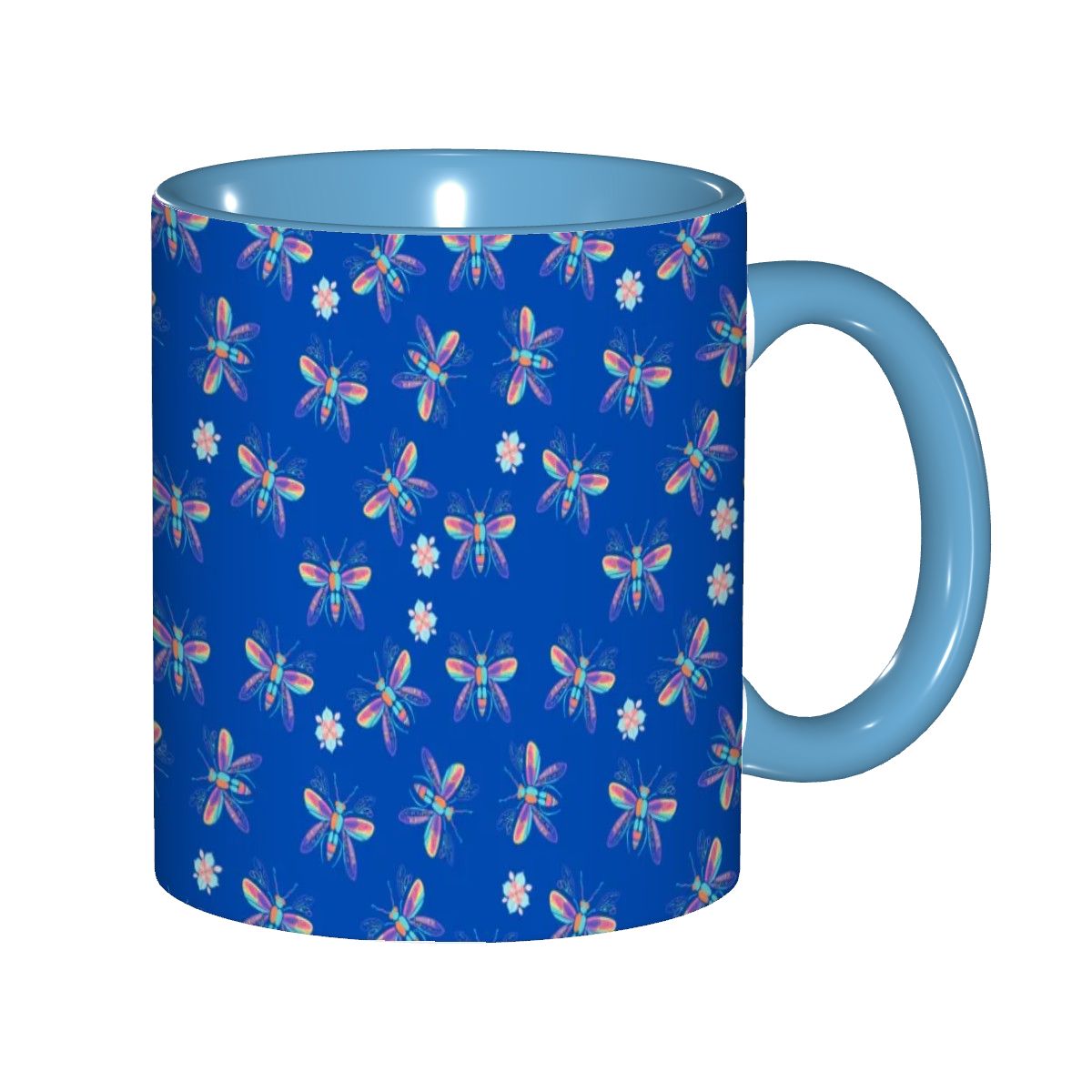 "Iridescent Flight, Blue" 11oz Dragonfly Mug - Rabbit Haven