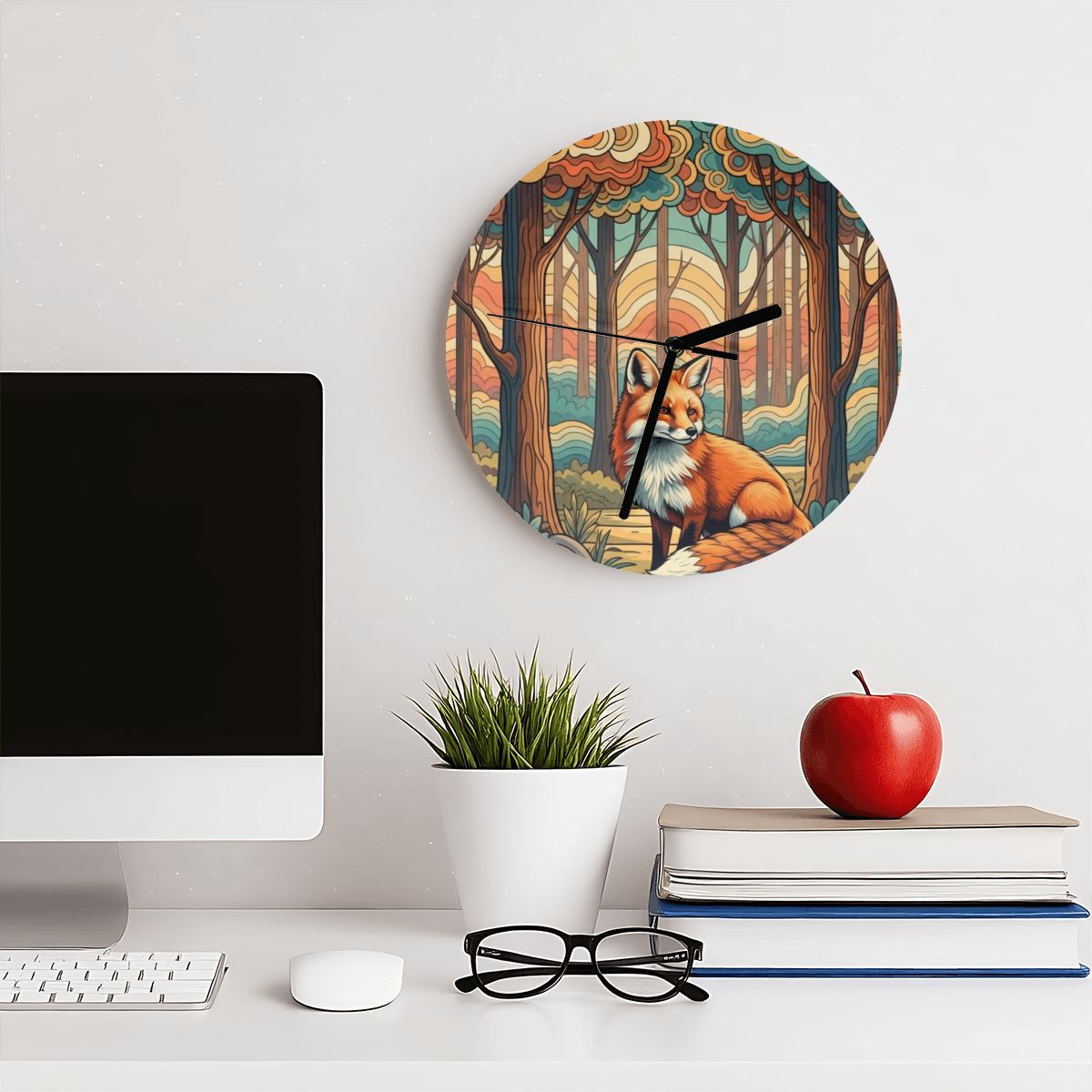"Sunset Scout" Woodland Fox Wall Clock
