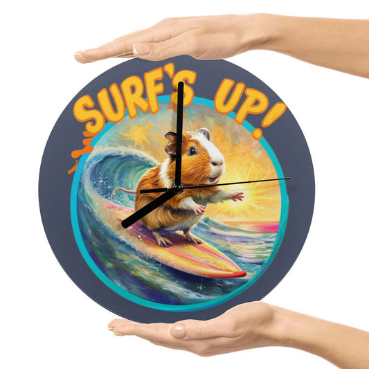 "Surf's Up" Cute Guinea Pig Wall Clock