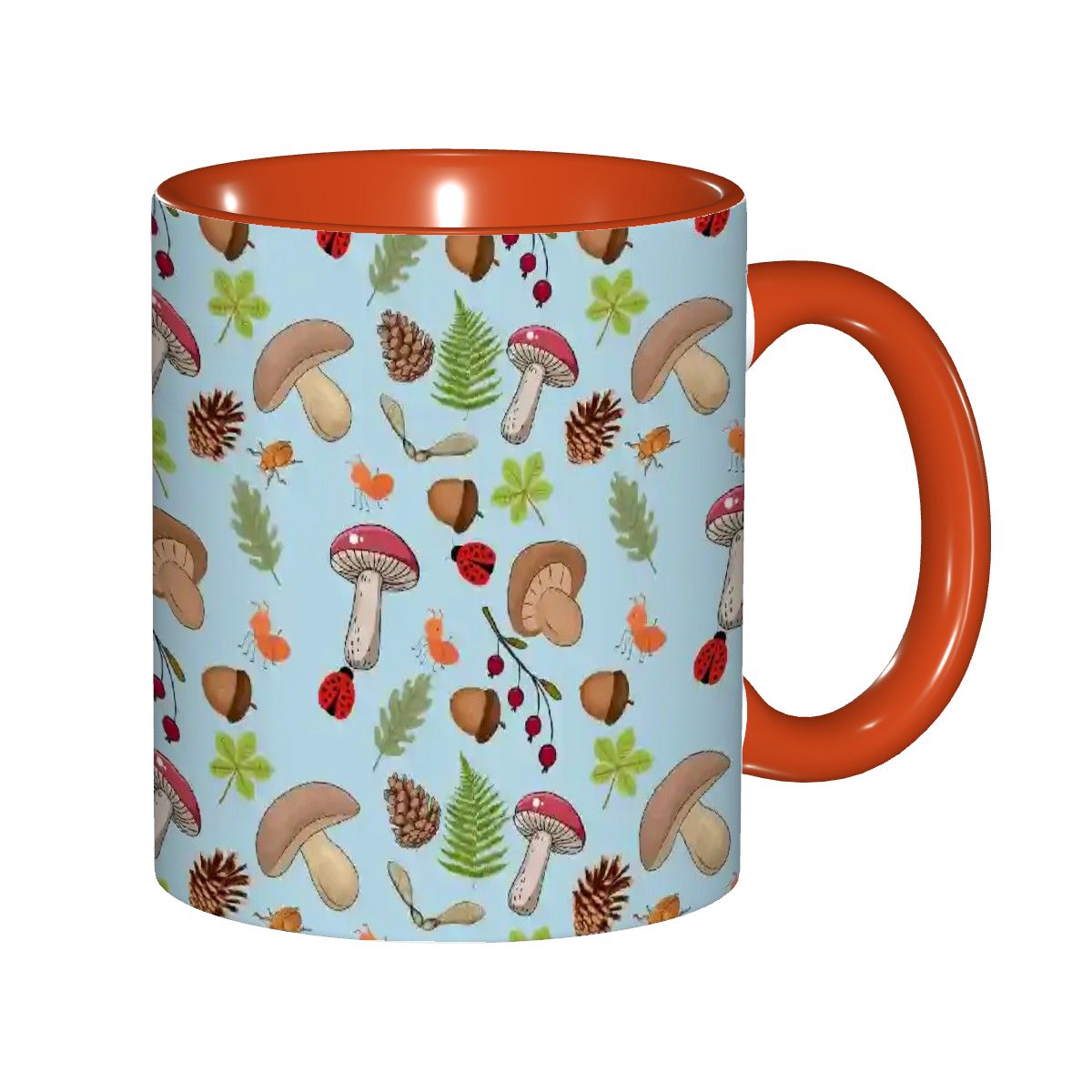 "Forest Floor, Blue" 11oz Mushroom Mug - Rabbit Haven