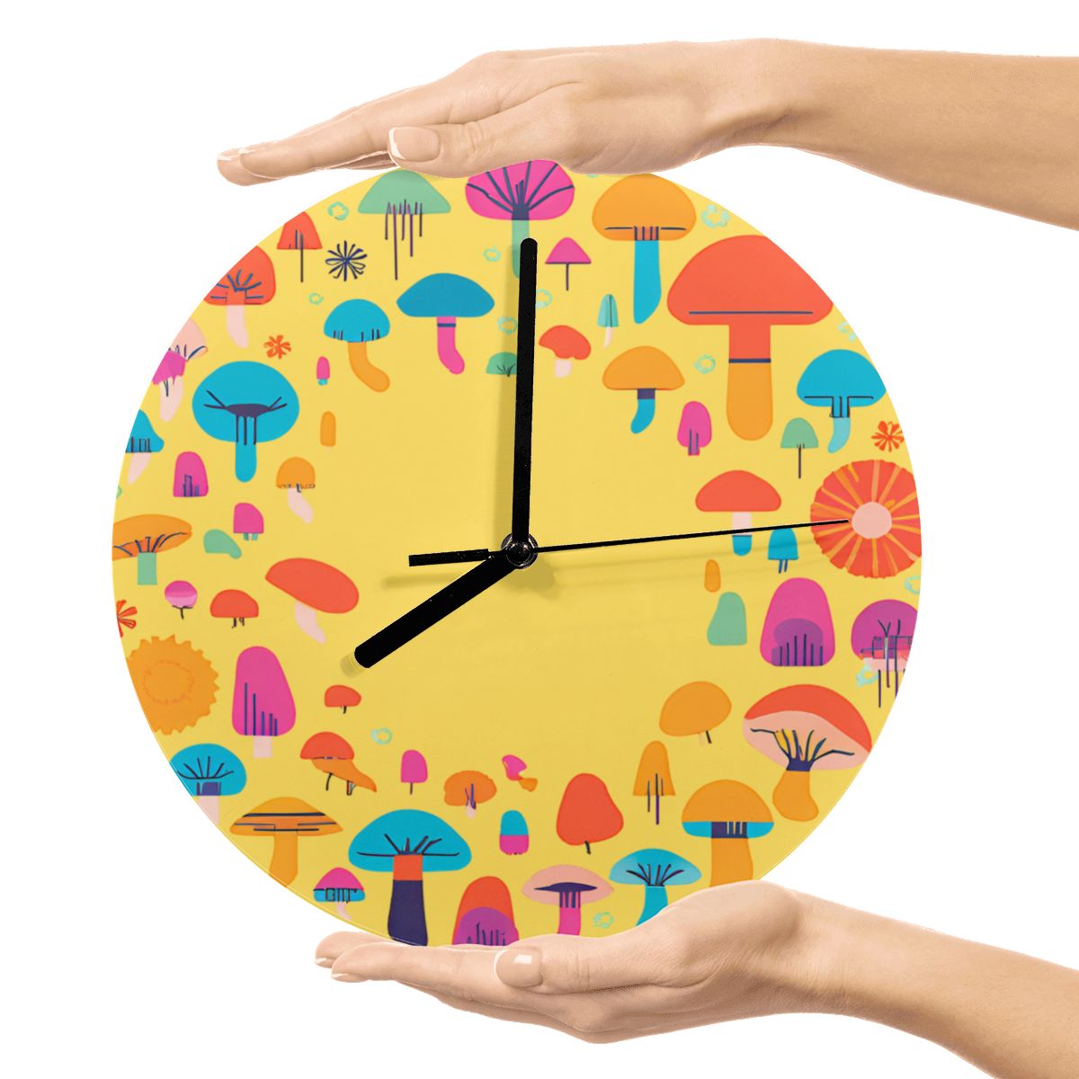 "Enchanted Cap Circle" Mushroom Wall Clock