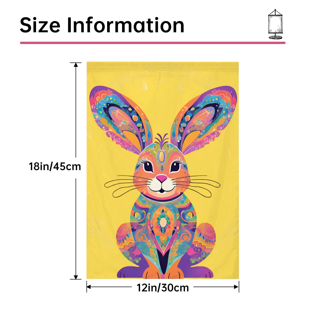 Colorburst Bunny Garden Flag – Colorful Patterned Rabbit Yard Banner