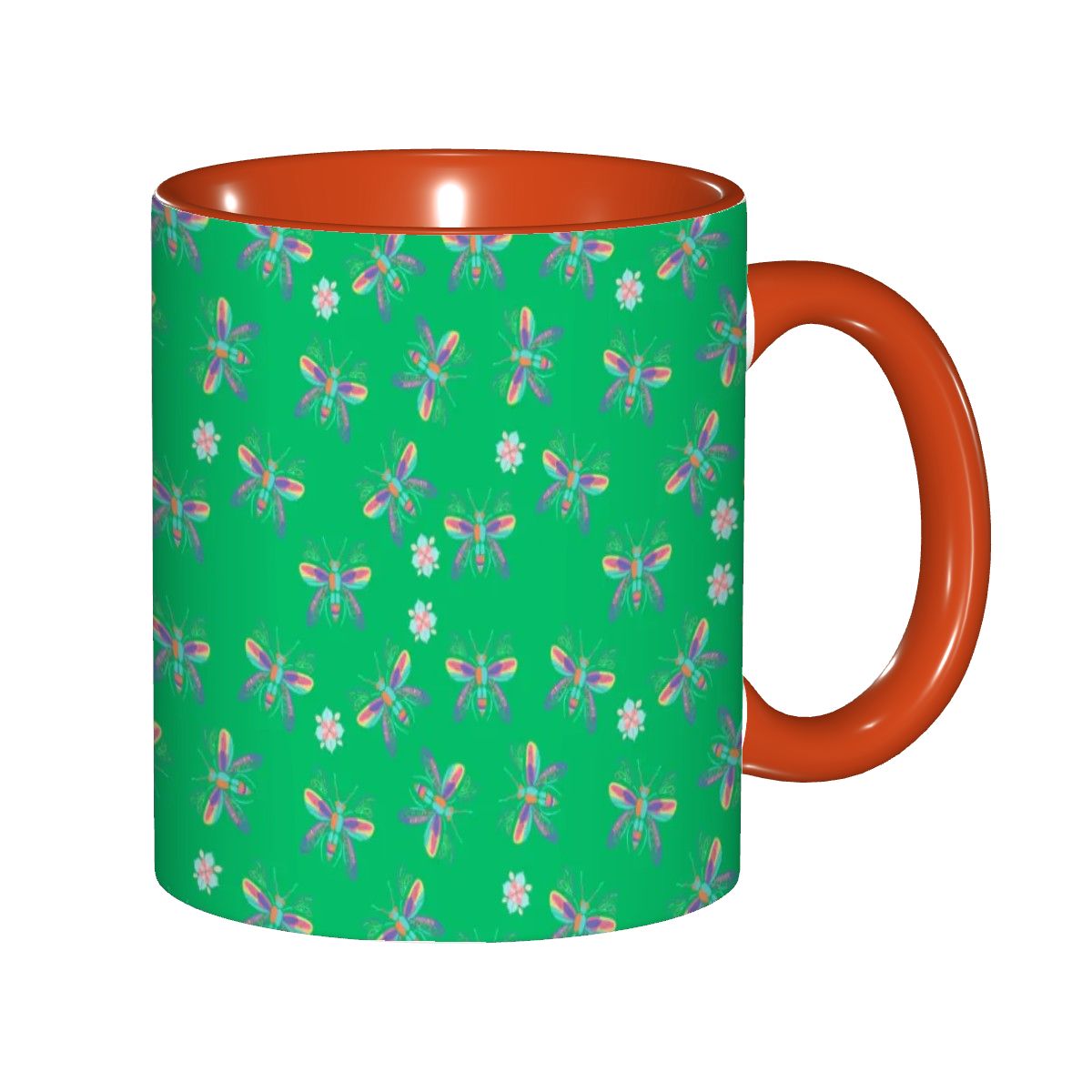 "Iridescent Flight, Green" 11oz Dragonfly Mug - Rabbit Haven