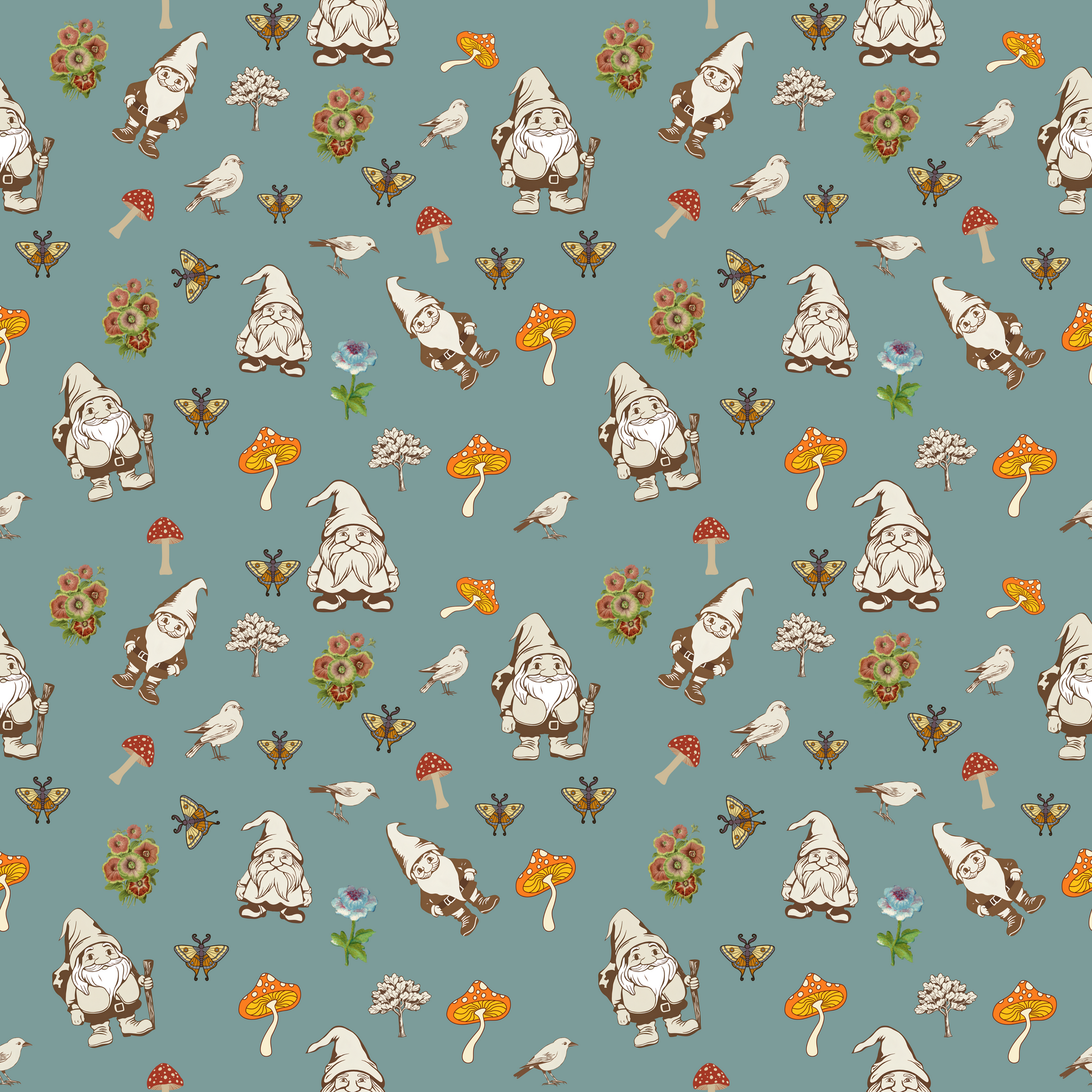 "Forest Folk" Slate Blue Blankets - Rabbit Haven