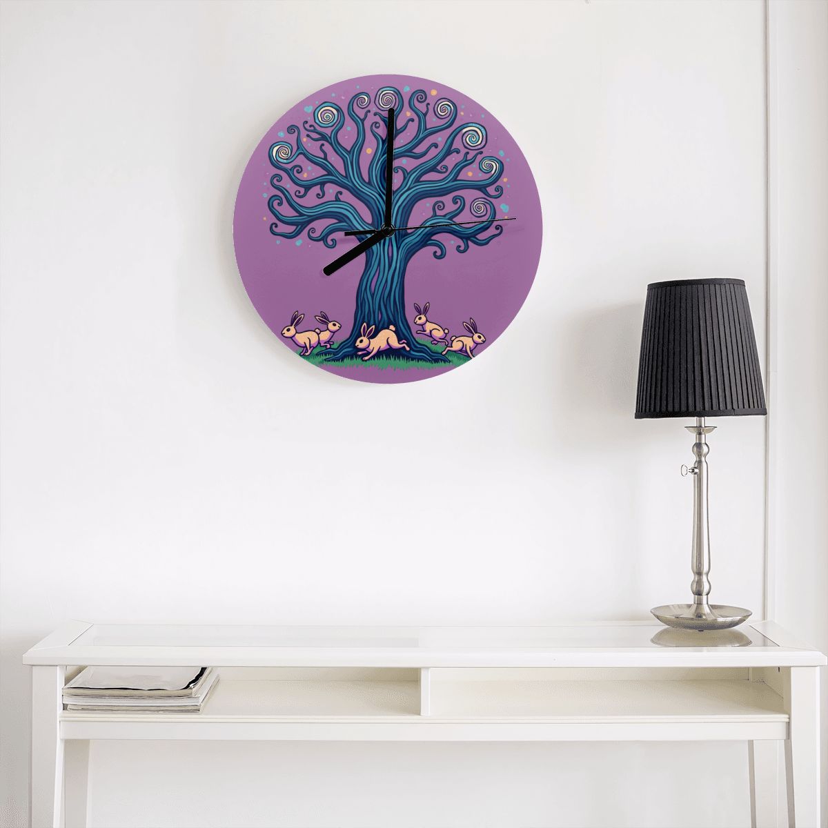 "Bunny Spiral" Bunny Wall Clock