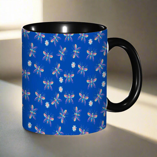 "Iridescent Flight, Blue" 11oz Dragonfly Mug - Rabbit Haven