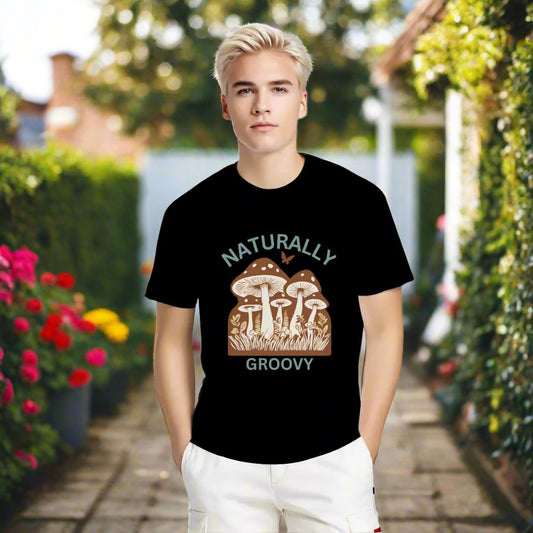 "Naturally Groovy" Mushroom T-Shirt Style1 - Rabbit Haven