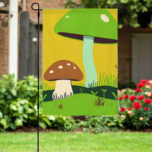 Mushroom Meadow Garden Flag – Cottagecore Outdoor Banner