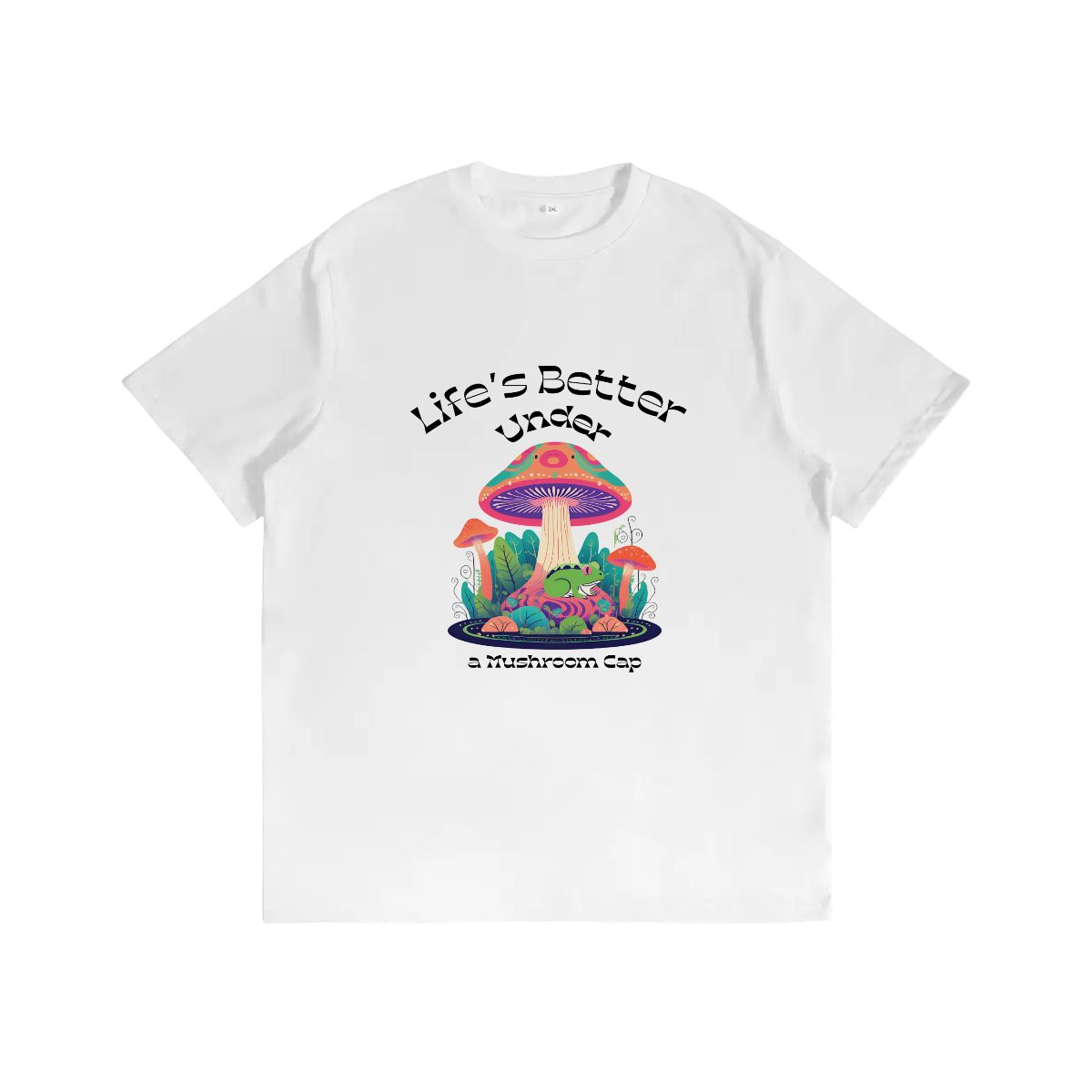 "Life's Better Under a Mushroom Cap" Mushroom and Frog T-Shirt - Rabbit Haven