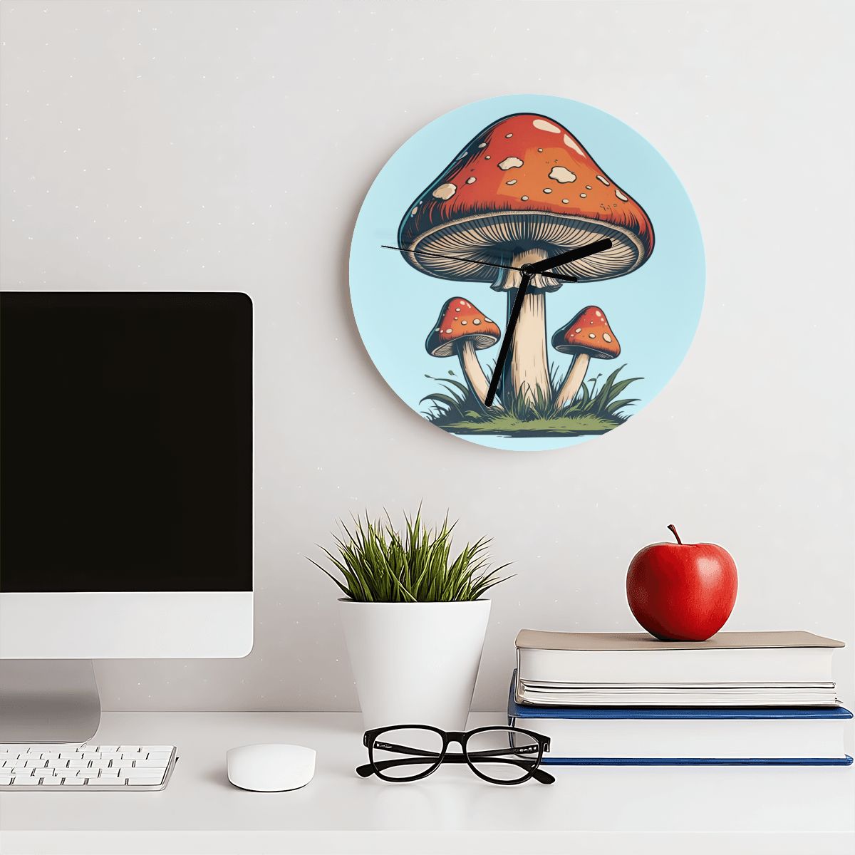 "Toadstool Trio" Woodland Wall Clock