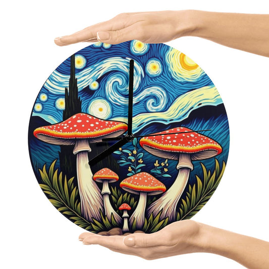"Amanita Mushroom" Mushroom Art Wall Clock