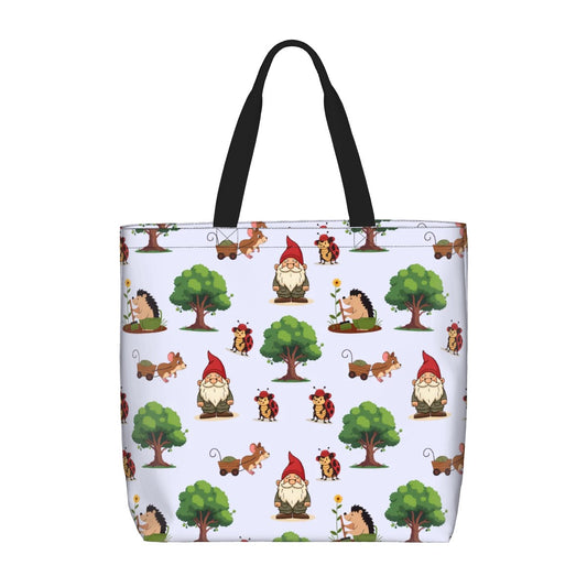 Gnome Folk & Friends Lavender Shoulder Bag – Whimsical Woodland Gnomes & Forest Animals Tote