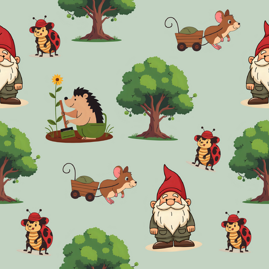 Gnome Folk & Friends Sage Green Blanket – Cozy Gnomes & Woodland Animals
